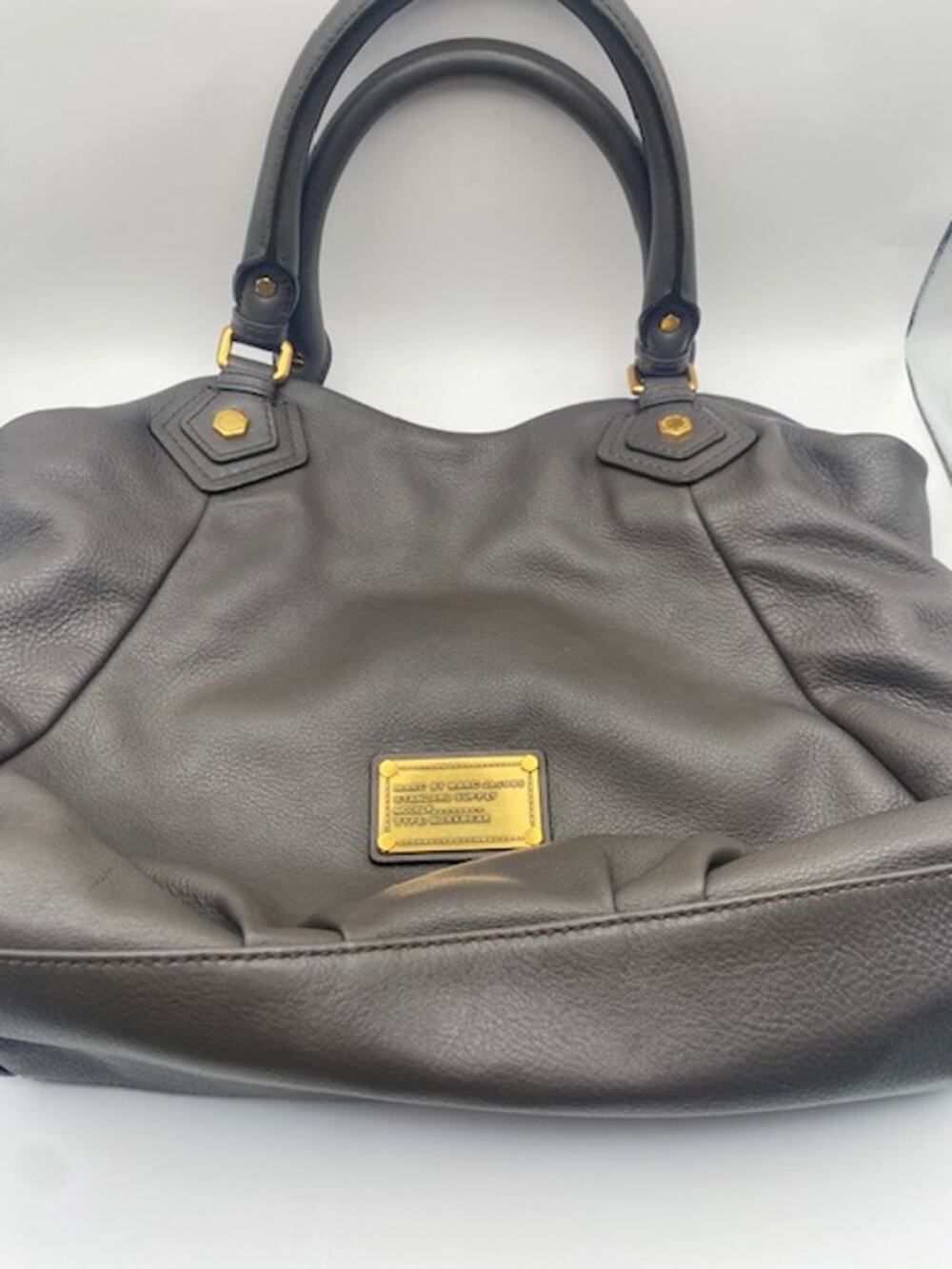 Marc by Marc Jacobs Classic Q Fran Black Leather Satchel Tote Gold Hardware